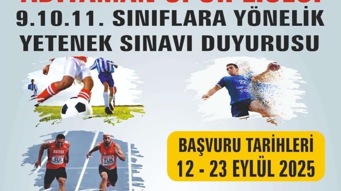 2025-2026 Eylül ayı Spor Lisesi Ek Yerleştirme sınav duyurusu  